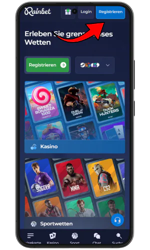 Registrierungsbutton RainBet
