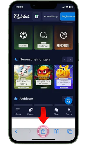 Teilen-Schaltfläche RainBet