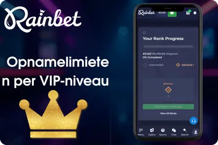 Rainbet opnamelimieten per VIP-niveau